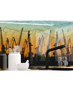 Kuechenrueckwand - HAMBURGER HAFEN - grafik
