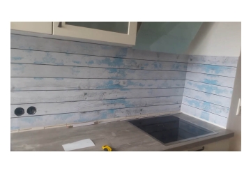 Kuechenrueckwand - BLAUES DESIGN HOLZ - grafik