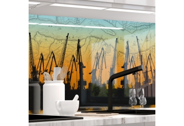 Kuechenrueckwand - HAMBURGER HAFEN - grafik