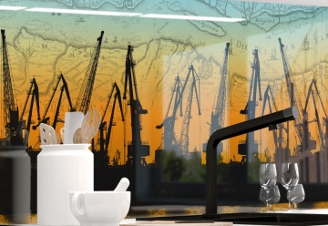 Kuechenrueckwand - HAMBURGER HAFEN - grafik