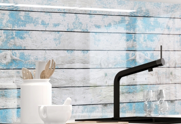 Kuechenrueckwand - BLAUES DESIGN HOLZ - grafik