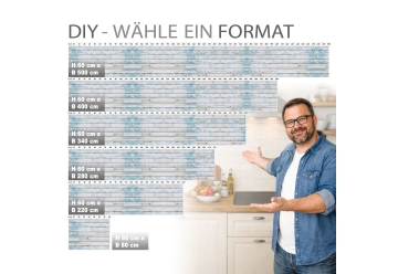 Kuechenrueckwand - BLAUES DESIGN HOLZ - grafik