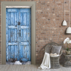 Tuertapete - BLAUE HOLZ TueR - grafik