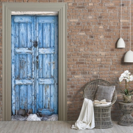 Tuertapete - BLAUE HOLZ TueR - grafik