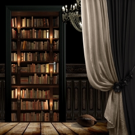 Tuertapete - BueCHER MIT KERZEN - grafik