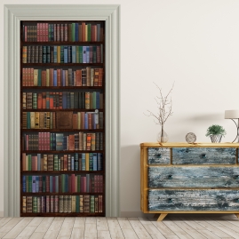 Tuertapete - DUNKLES BUECHERREGAL - grafik