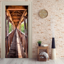 Tuertapete - HOLZBRUECKE IM WALD - grafik