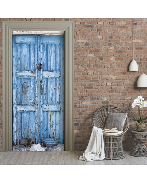 Tuertapete - BLAUE HOLZ TueR - grafik