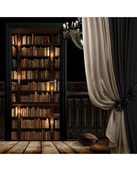 Tuertapete - BueCHER MIT KERZEN - grafik