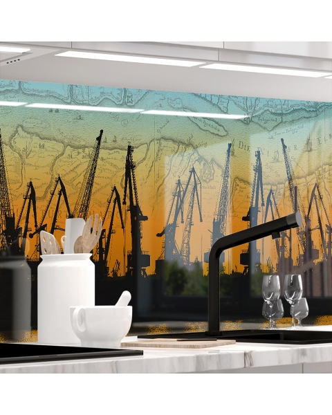 Kuechenrueckwand - HAMBURGER HAFEN - grafik