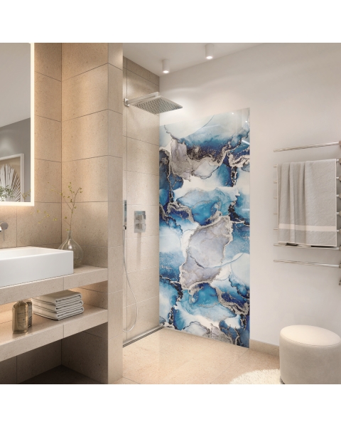 Duschrueckwand - BLAUER LUXUS - grafik