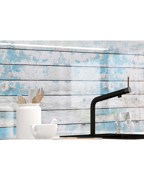 Kuechenrueckwand - BLAUES DESIGN HOLZ - grafik