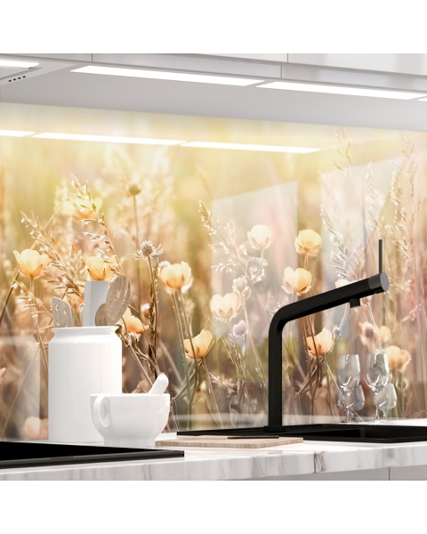 Kuechenrueckwand - WARMES BLueTENBEET - grafik