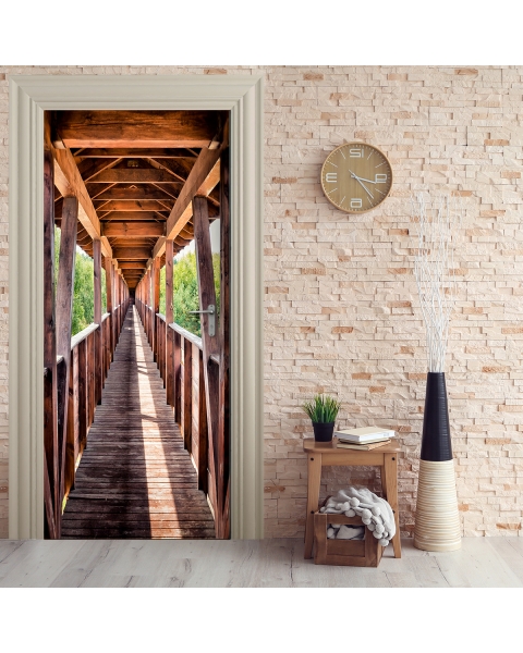 Tuertapete - HOLZBRUECKE IM WALD - grafik