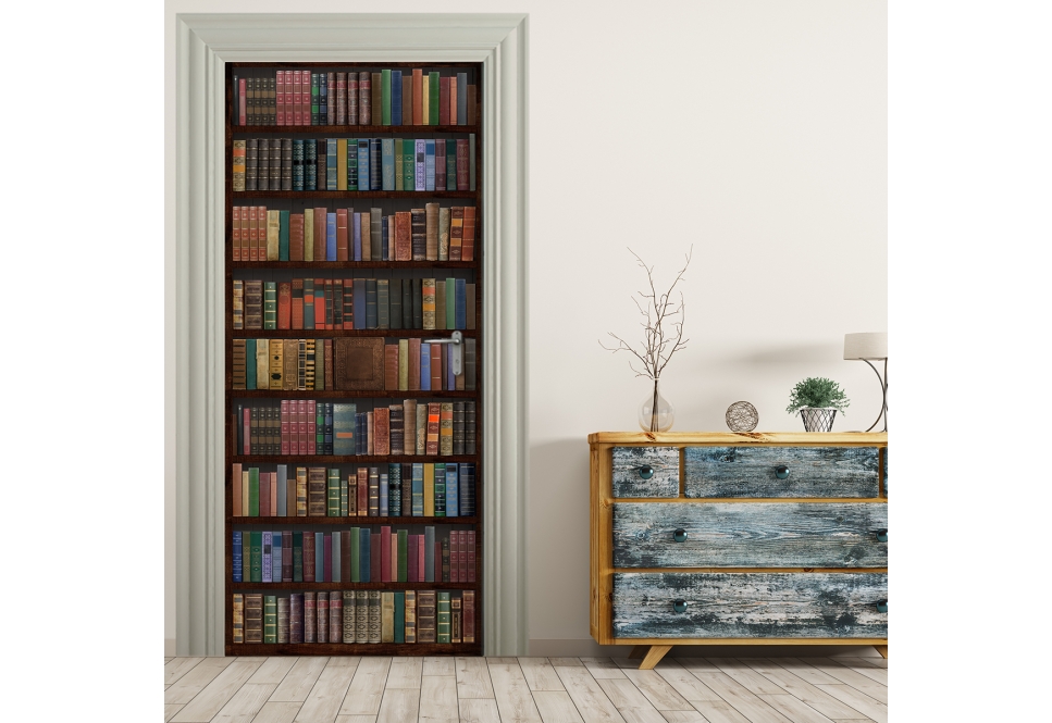 Door wallpaper - DARK BOOKSHELF Tuertapete - DUNKLES BUECHERREGAL - grafik