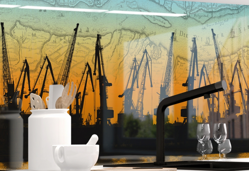 Küchenrückwand - HAMBURGER HAFEN Kuechenrueckwand - HAMBURGER HAFEN - grafik