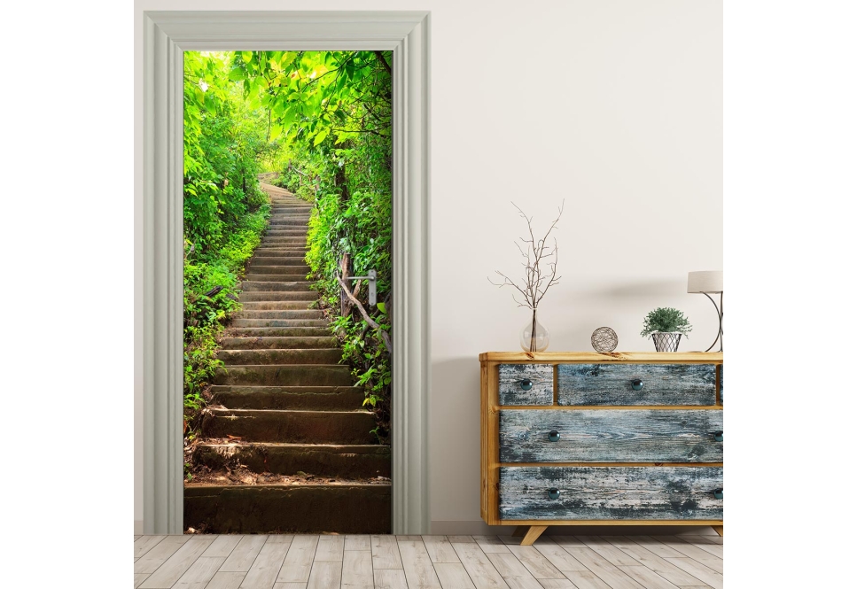 Door wallpaper - GREEN STAIR Tuertapete - GRueNE TREPPE - grafik