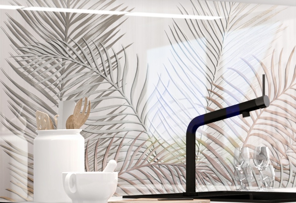 Kitchen backsplash - PALM FROND Kuechenrueckwand - PALMENWEDEL - grafik