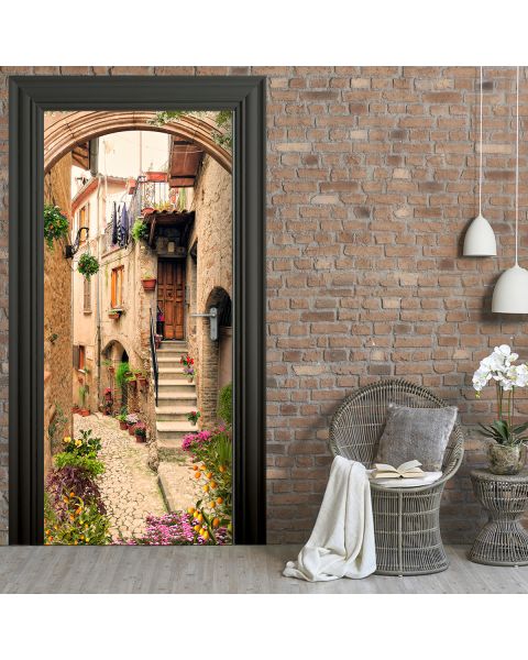 36185 Türtapete - ROMANTISCHE GASSE-stickerprofis