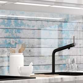 Küchenrückwand - BLAUES DESIGN HOLZ
