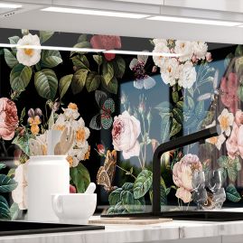 Küchenrückwand - BLÜTEN UND SCHMETTERLINGE